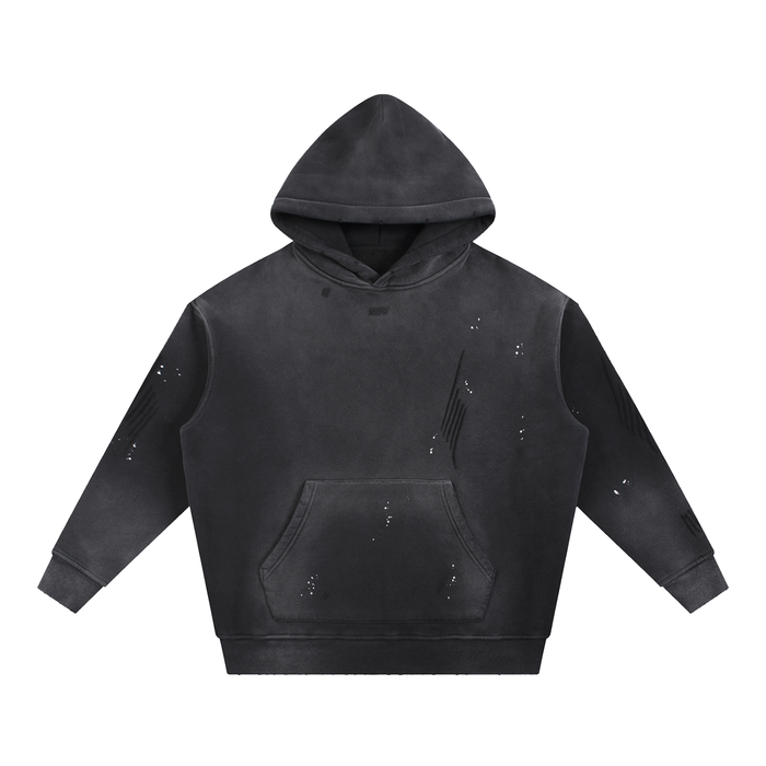 Men’s Vintage Washed Frayed Fleece Hoodie