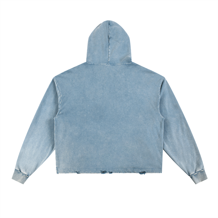 Vintage Washed Frayed-Hem Hoodie back